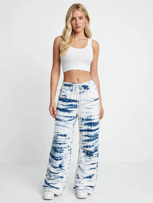 Pantalon de jogging ample imprimé tie-dye à cordon de serrage