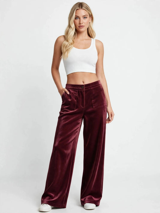 Pantalon palazzo fluide et léger à taille haute