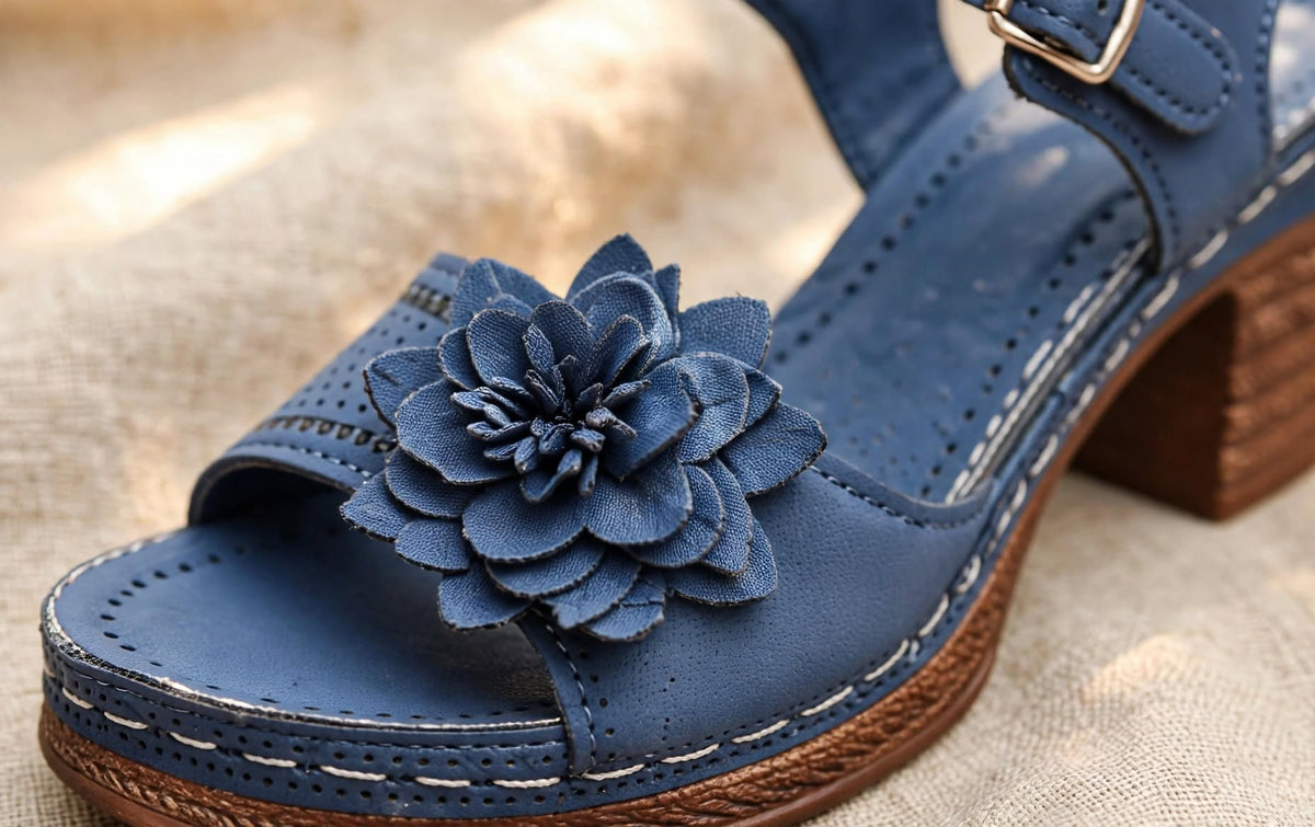 Sandales à Talons et Fleurs Décoratives