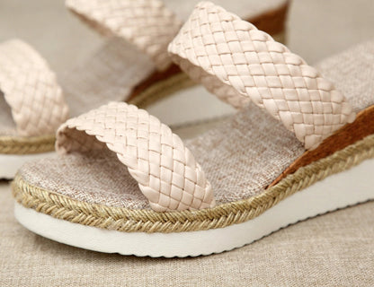 Sandales Compensées à Brides Tressées