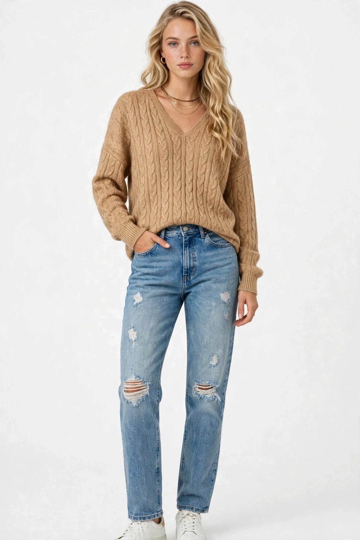 Pull à Capuche en Maille Texturée