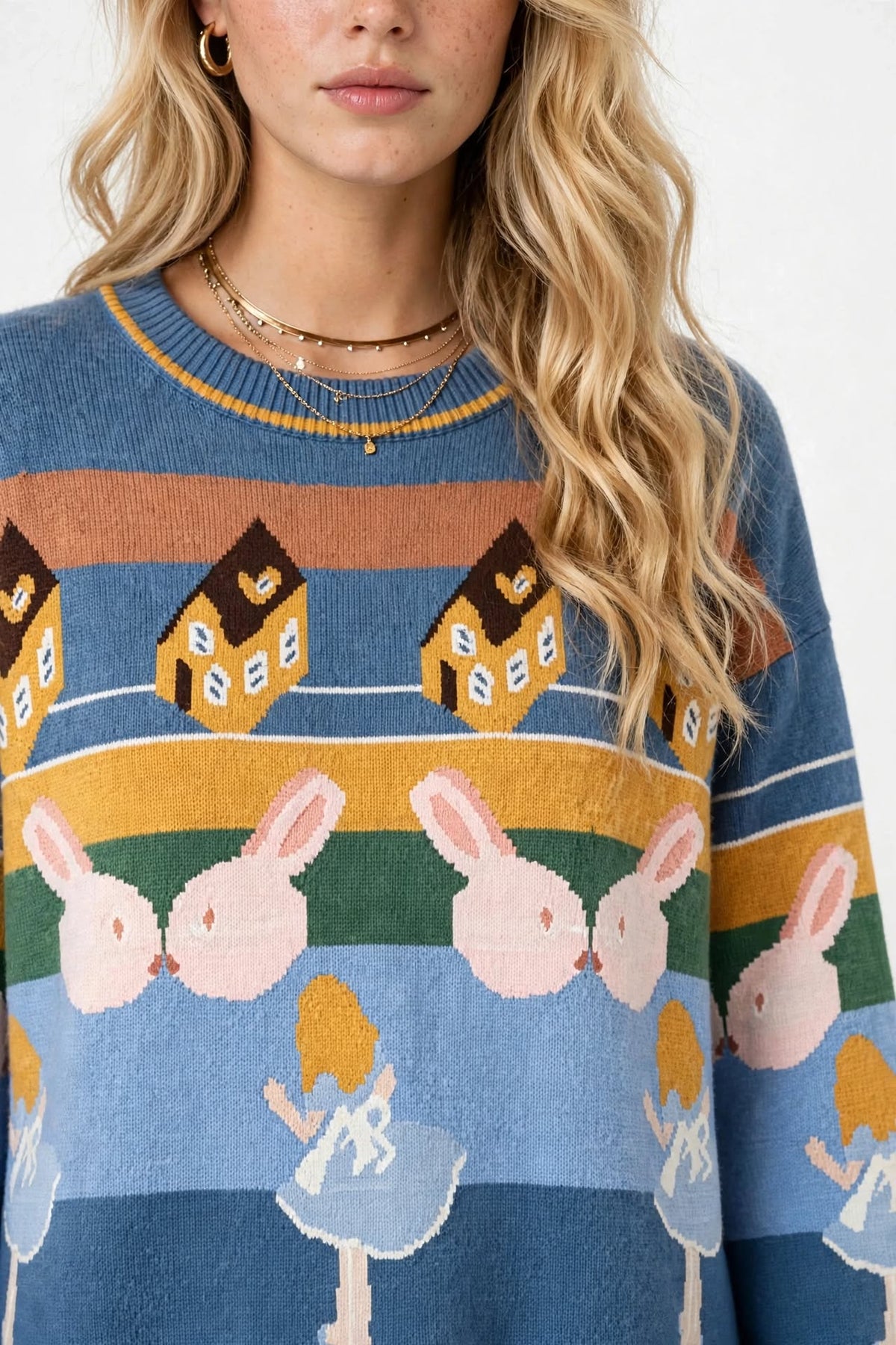 Pull Imprimé Fantaisie en Maille