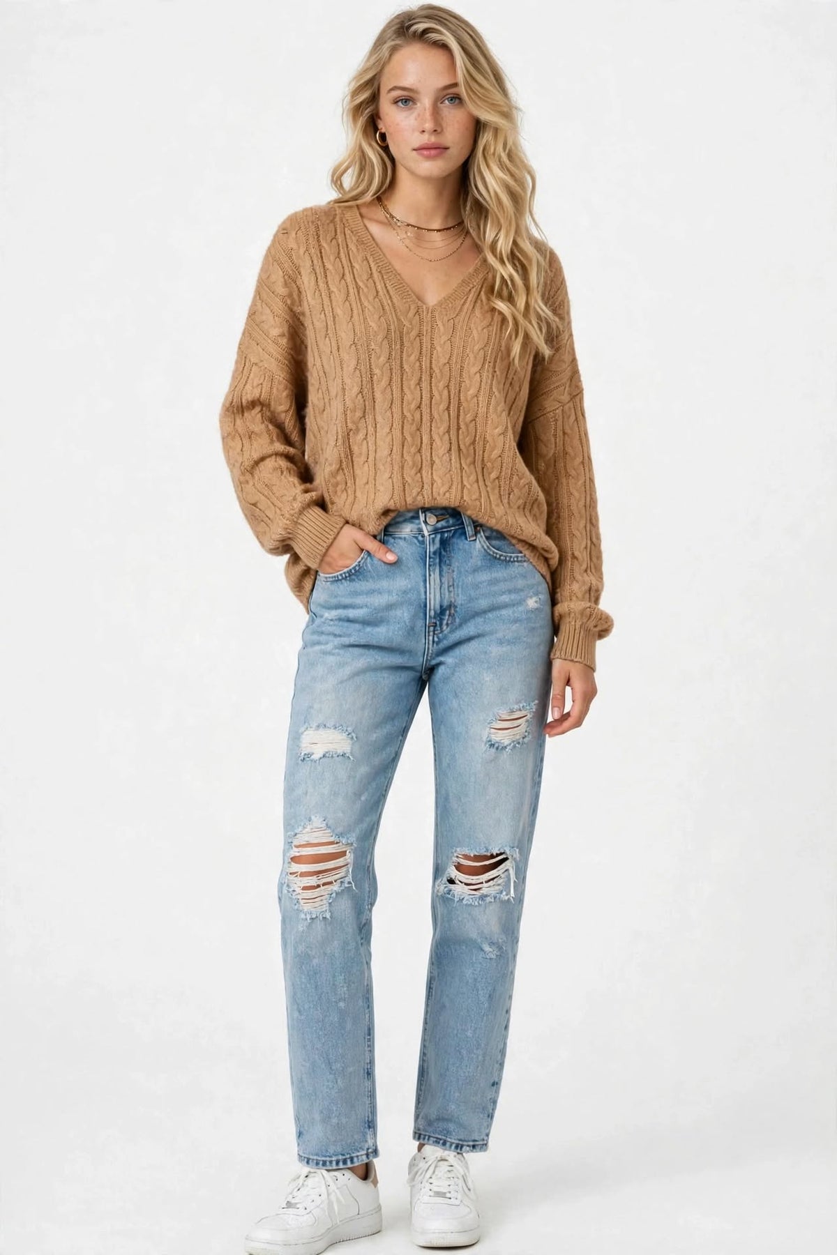 Pull à Capuche en Maille Texturée