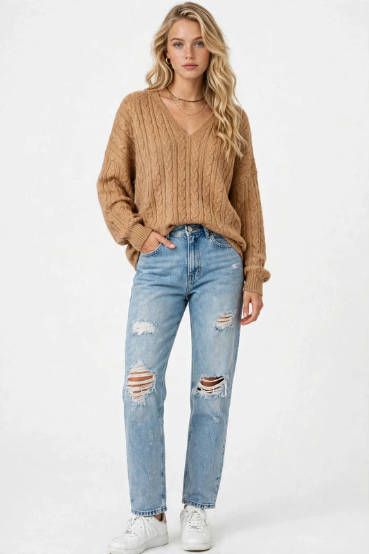 Pull à Capuche en Maille Texturée