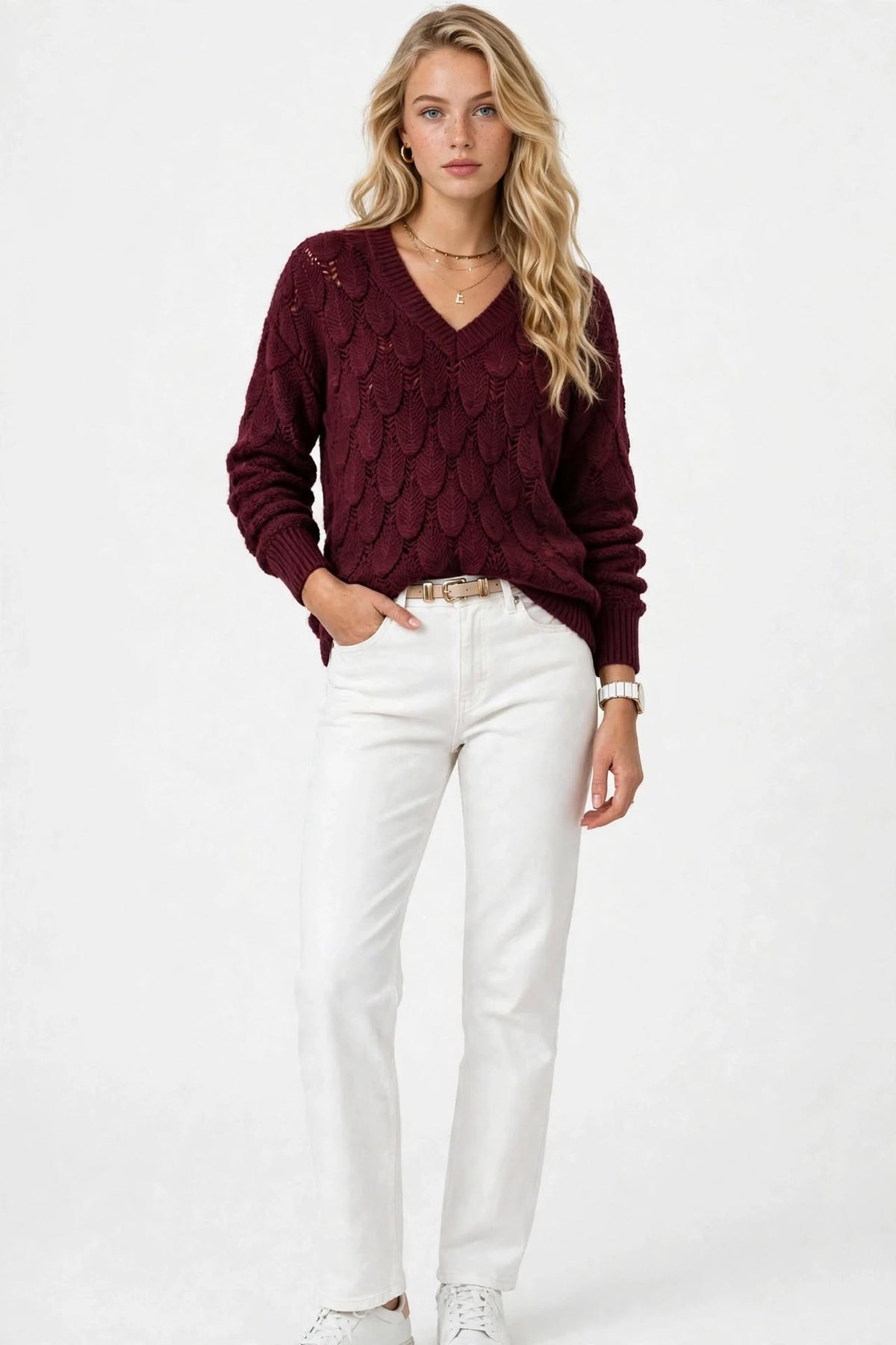 Pull Élégant en Tricot Texturé