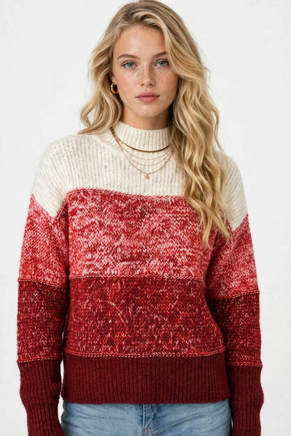 Pull Col Montant en Maille Dégradée