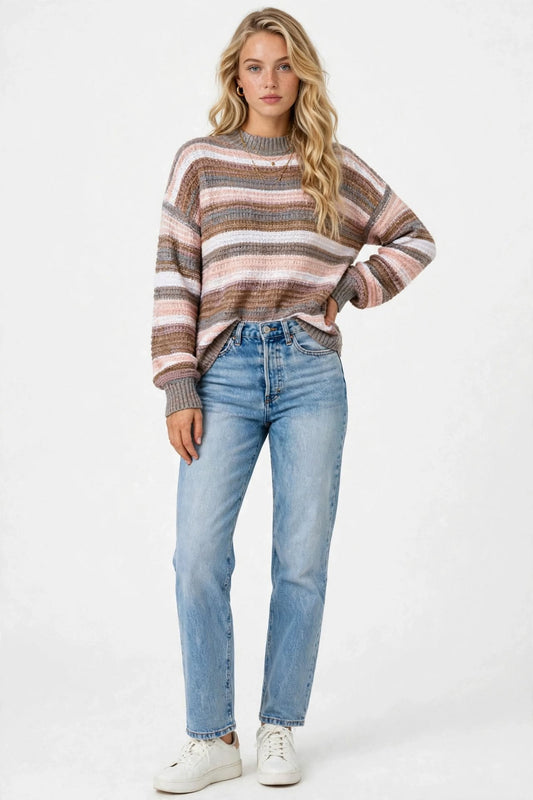 Pull Rayé Élégant en Maille