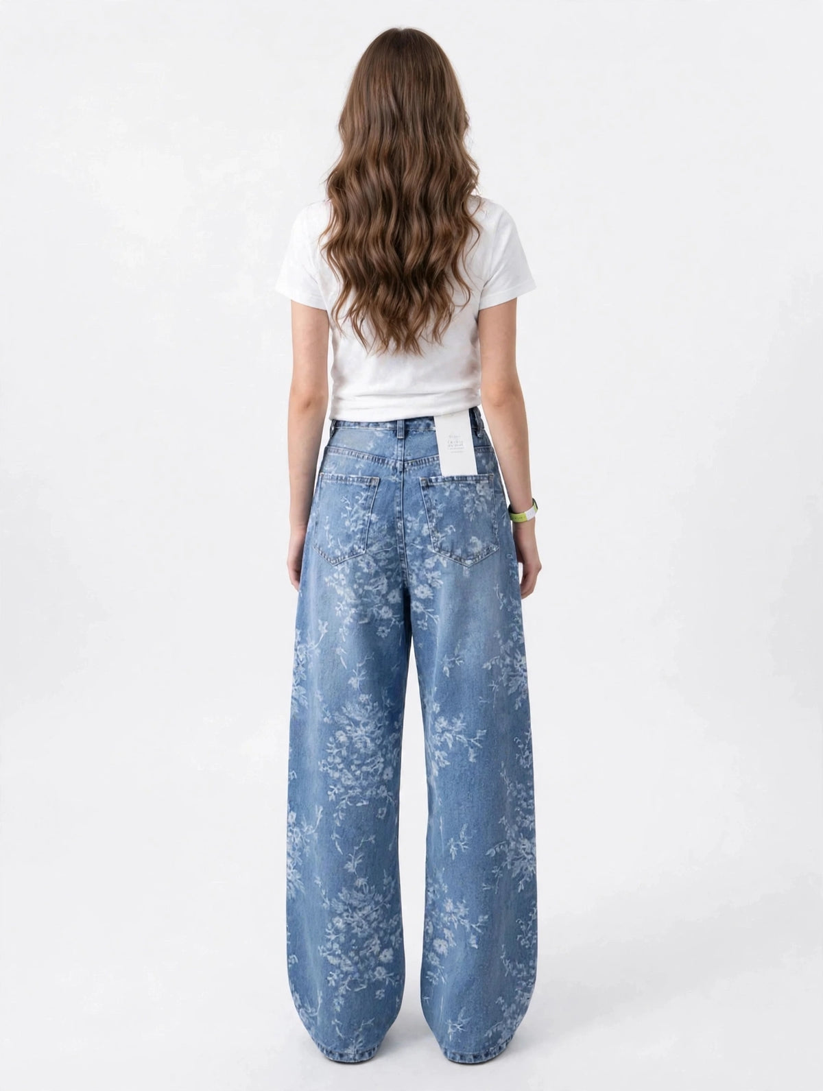 Jean large taille haute à effet vintage style streetwear