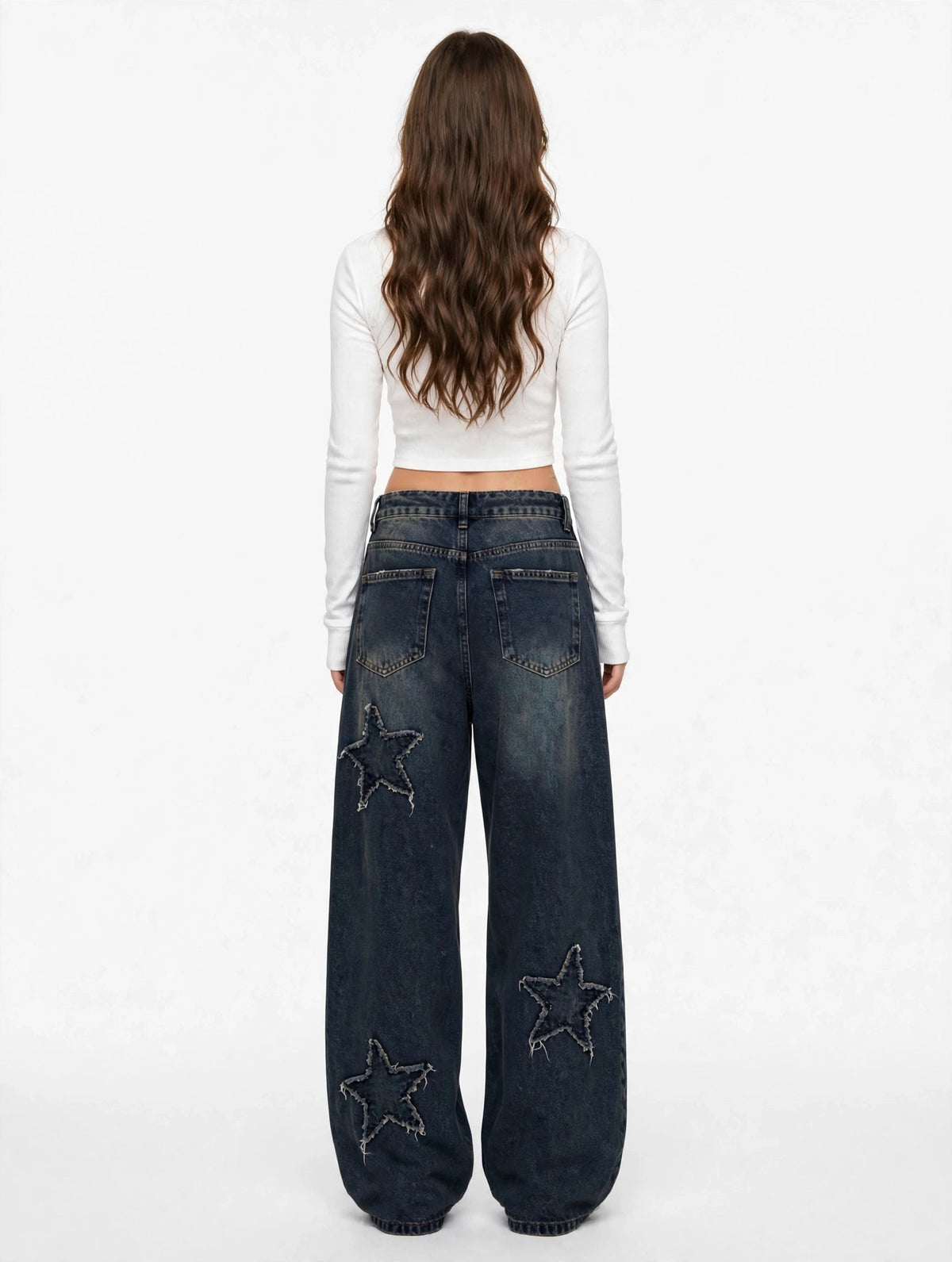 Jean large destroy taille haute style streetwear grunge