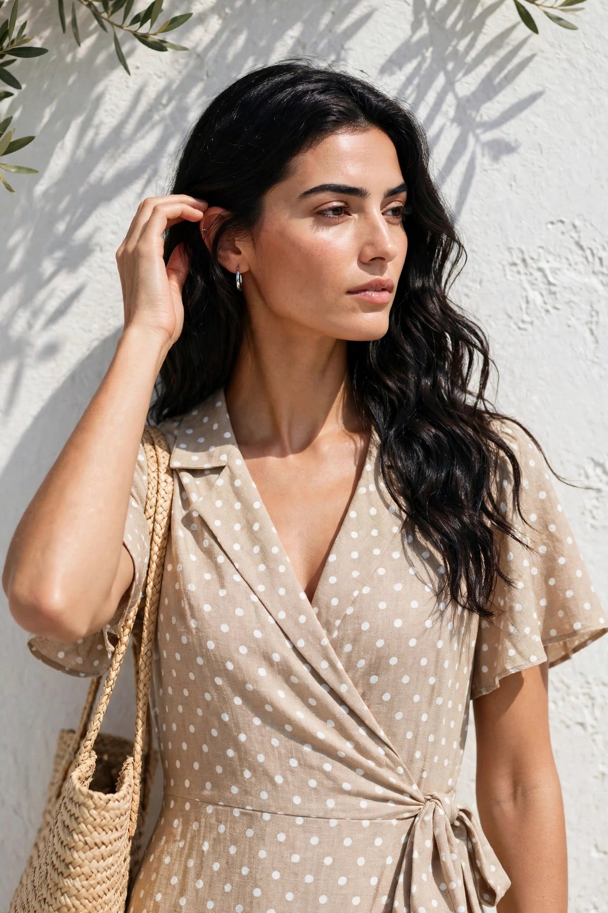 Robe longue portefeuille estivale à manches courtes