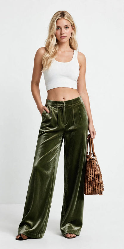 Pantalon palazzo fluide et léger à taille haute