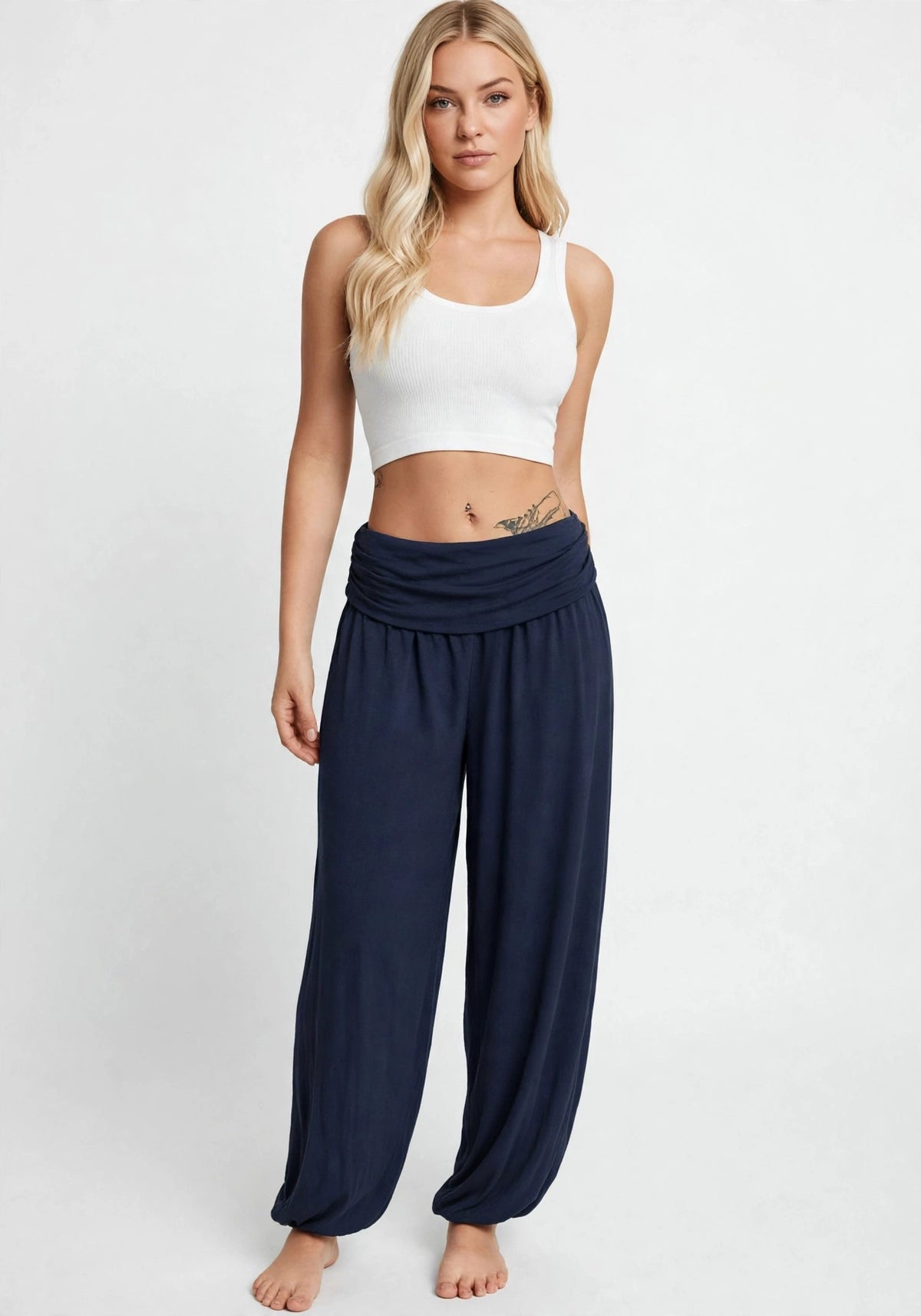Pantalon sarouel fluide et boho à taille haute élastiquée