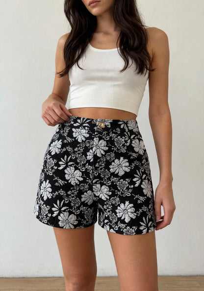 Short taille haute imprimé fluide et élégant