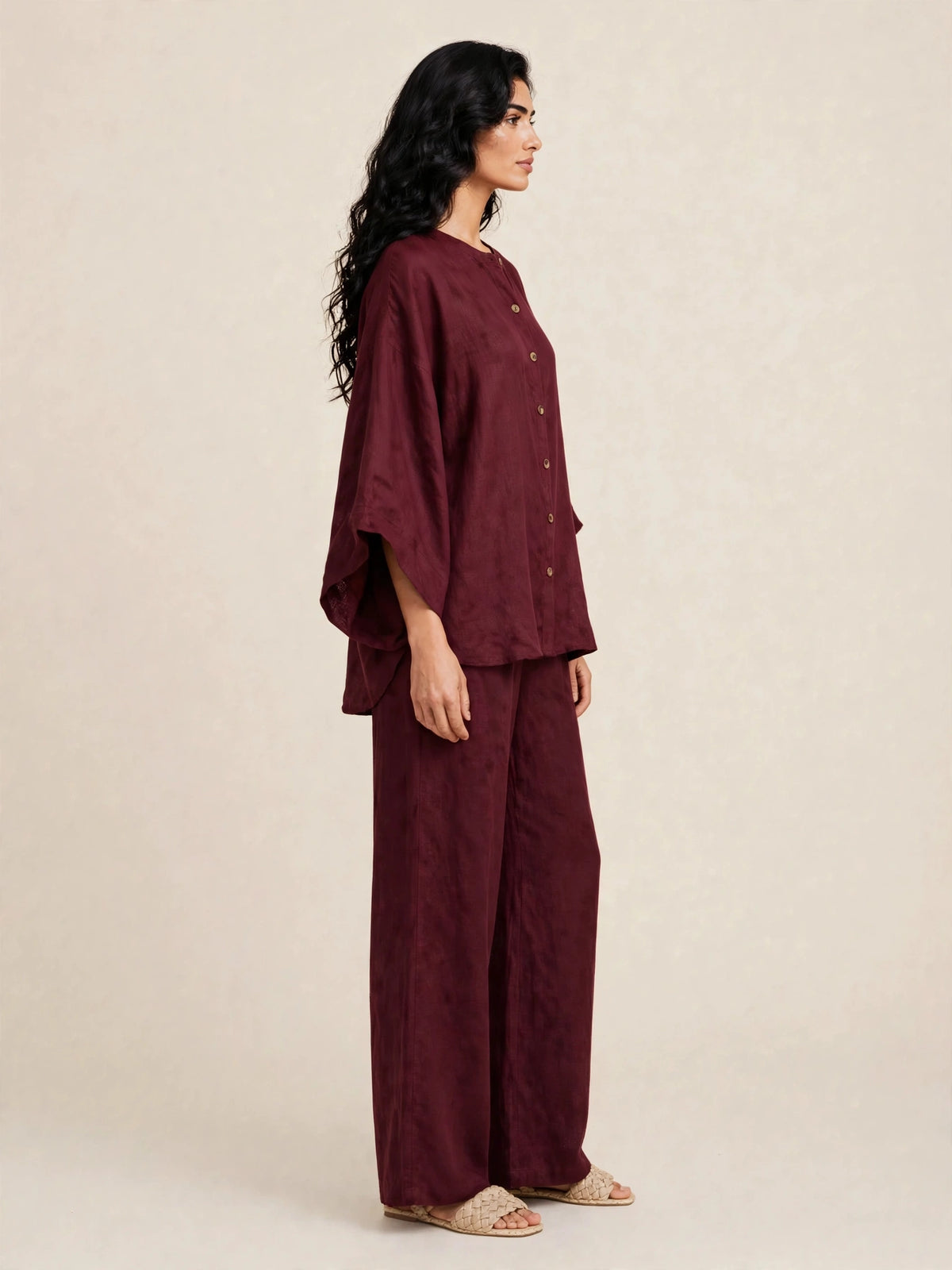 Ensemble deux piéces casual haut ample et pantalon large style bohéme