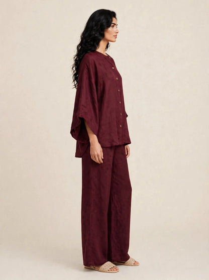Ensemble deux piéces casual haut ample et pantalon large style bohéme