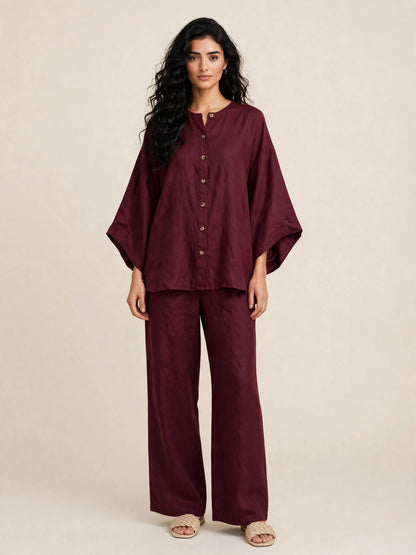 Ensemble deux piéces casual haut ample et pantalon large style bohéme