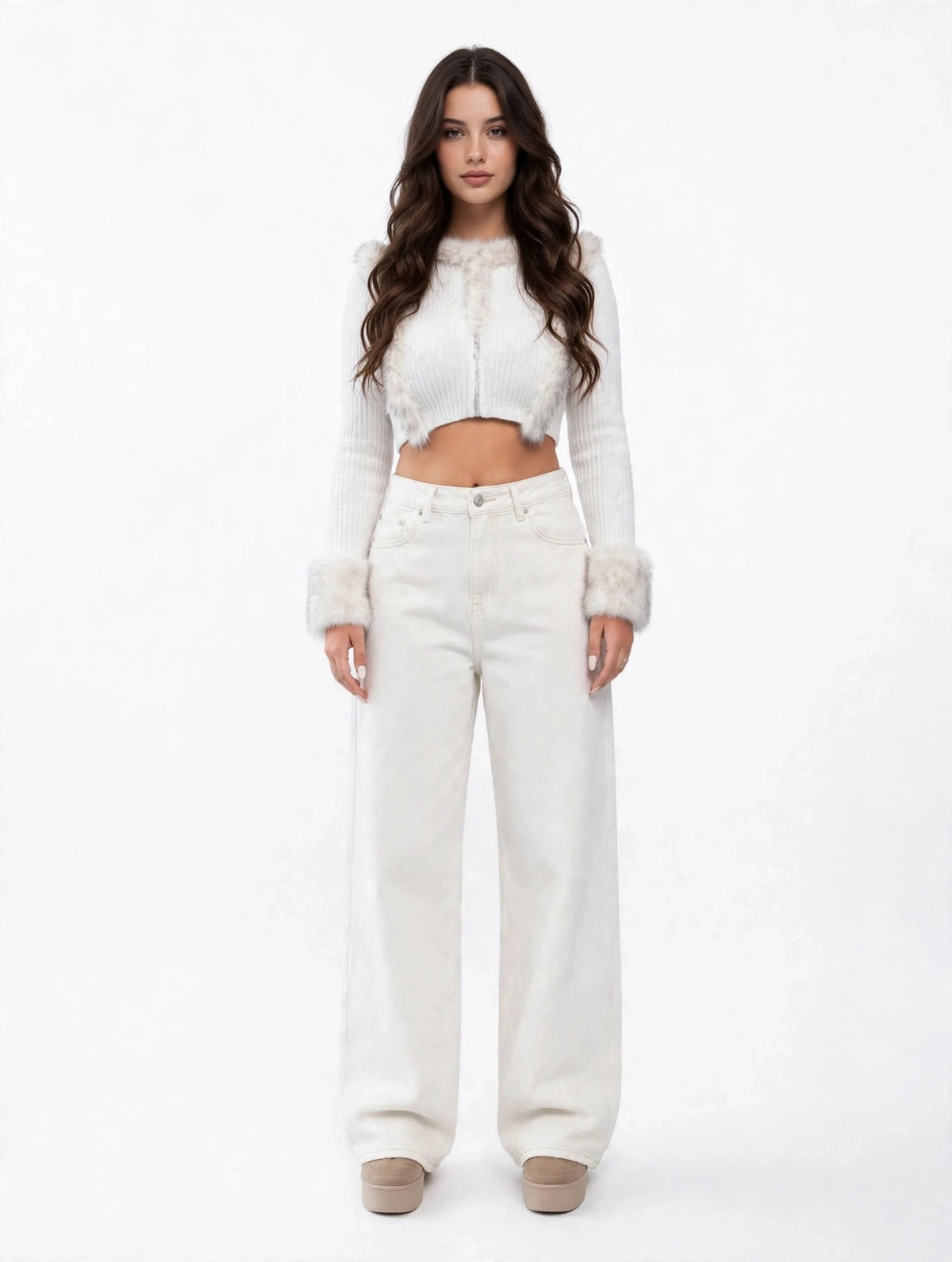 Jean wide-leg taille haute intemporel style casual