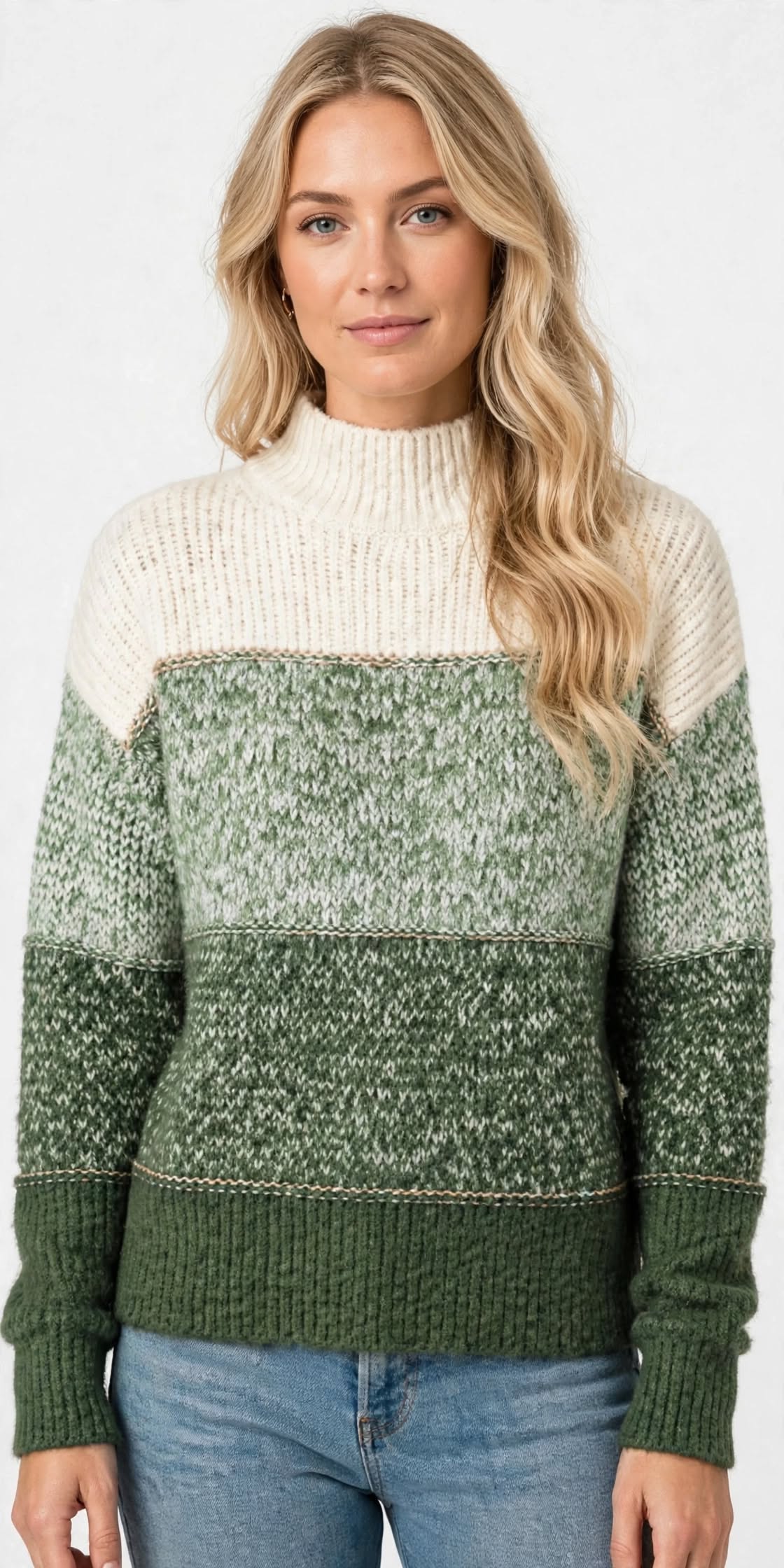 Pull Col Montant en Maille Dégradée