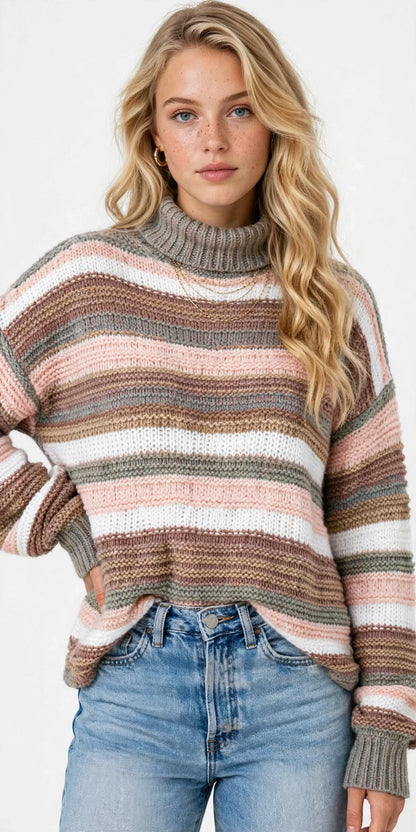 Pull Rayé Élégant en Maille