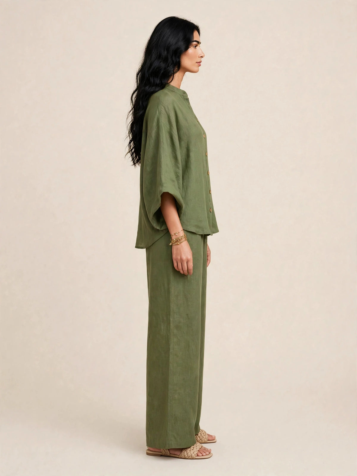 Ensemble deux piéces casual haut ample et pantalon large style bohéme