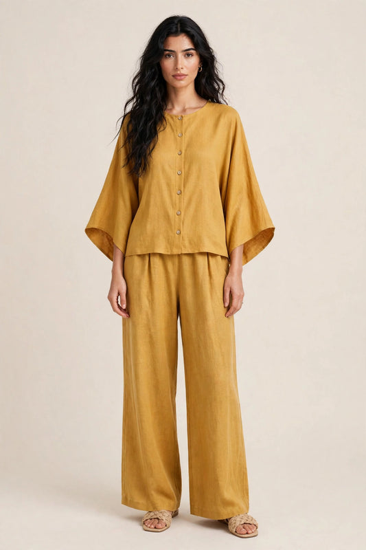 Ensemble deux piéces casual haut ample et pantalon large style bohéme