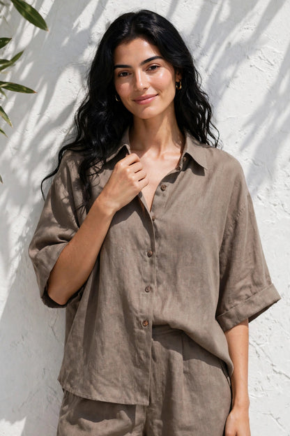 Ensemble deux piéces chemise amples et short assorti