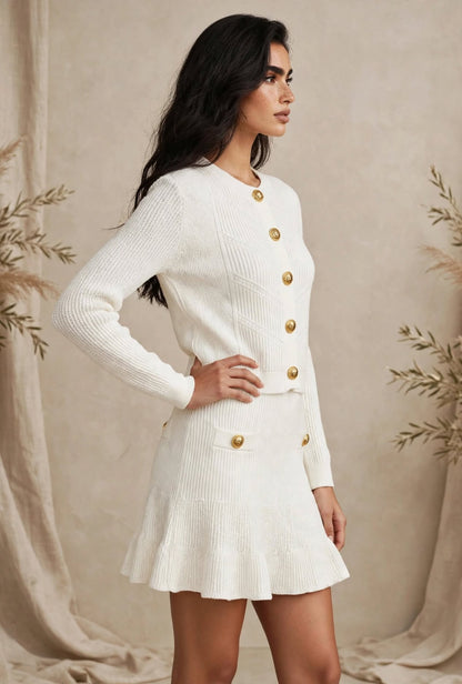 Ensemble Cardigan et Jupe Boutonnés
