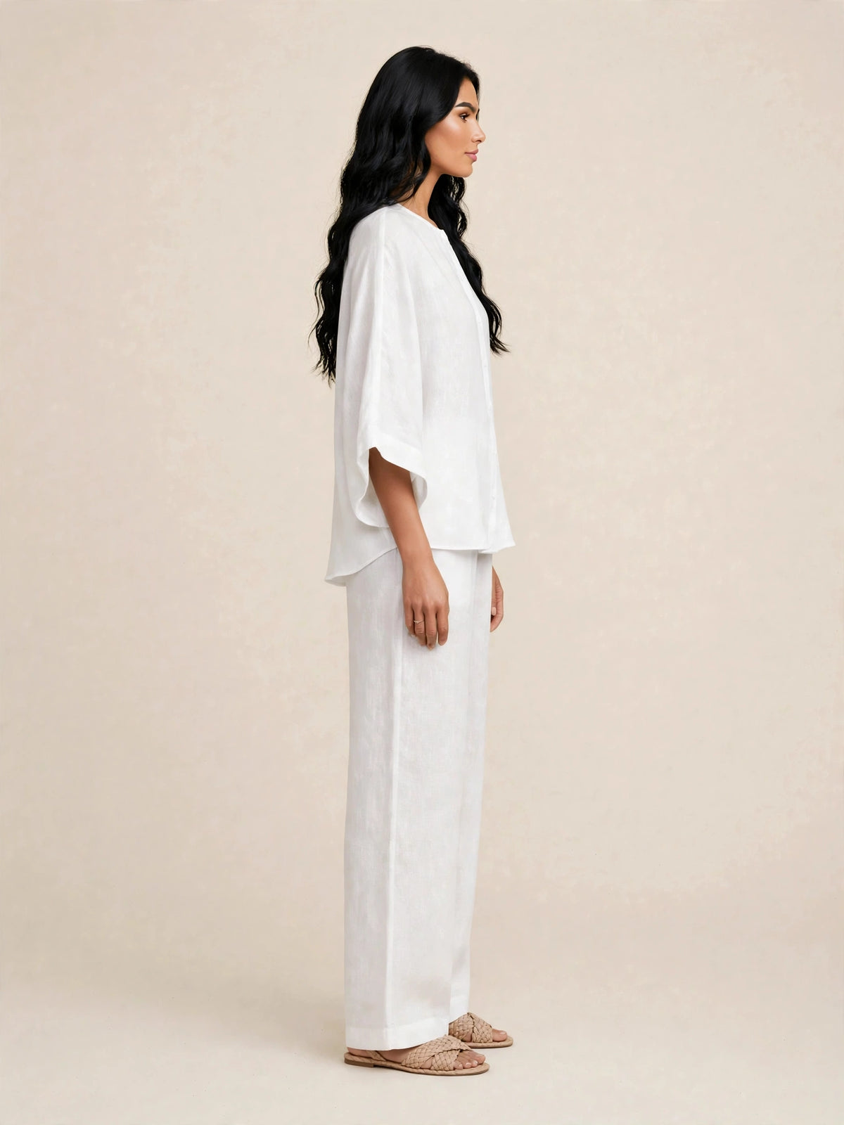 Ensemble deux piéces casual haut ample et pantalon large style bohéme