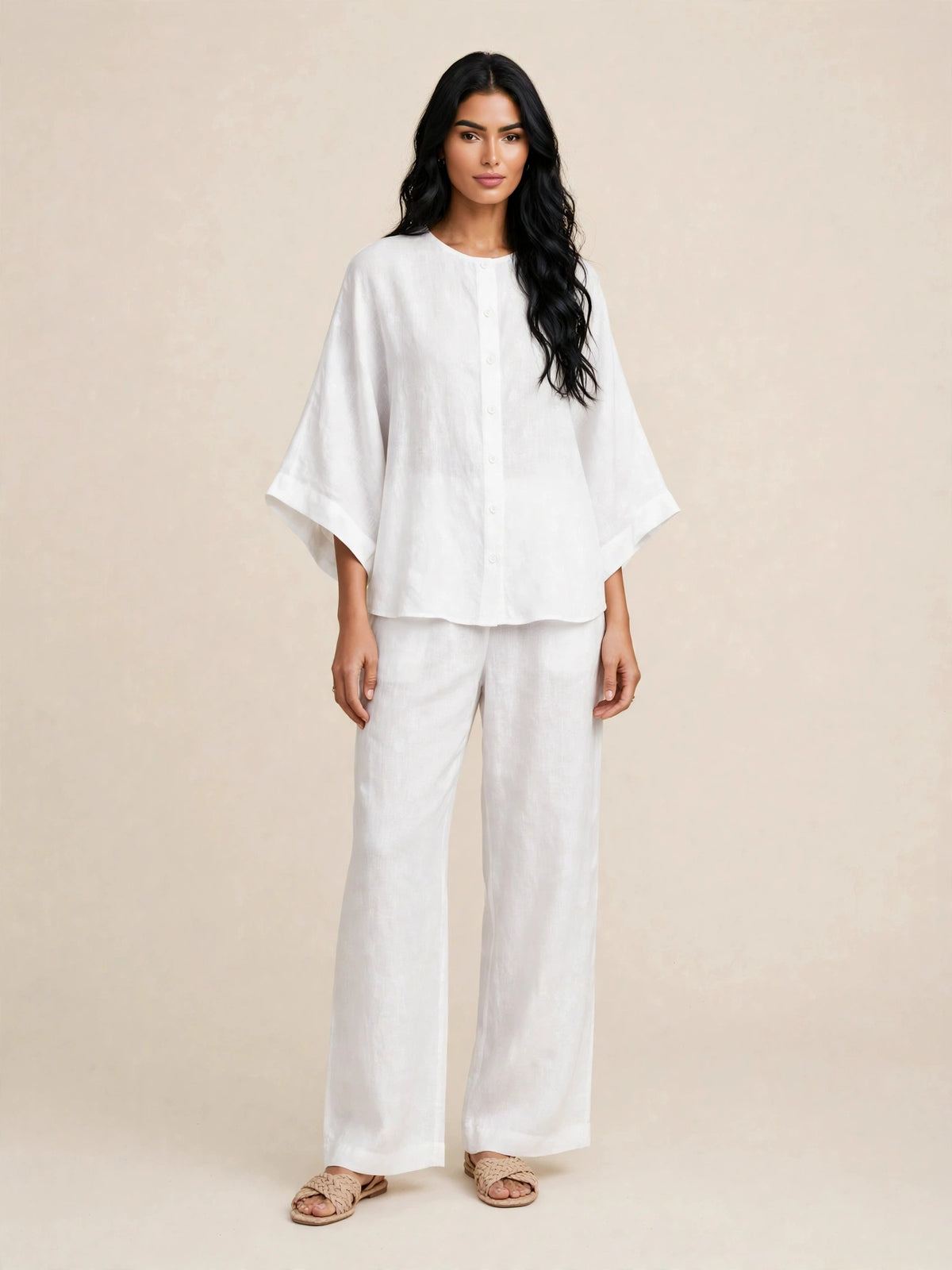 Ensemble deux piéces casual haut ample et pantalon large style bohéme