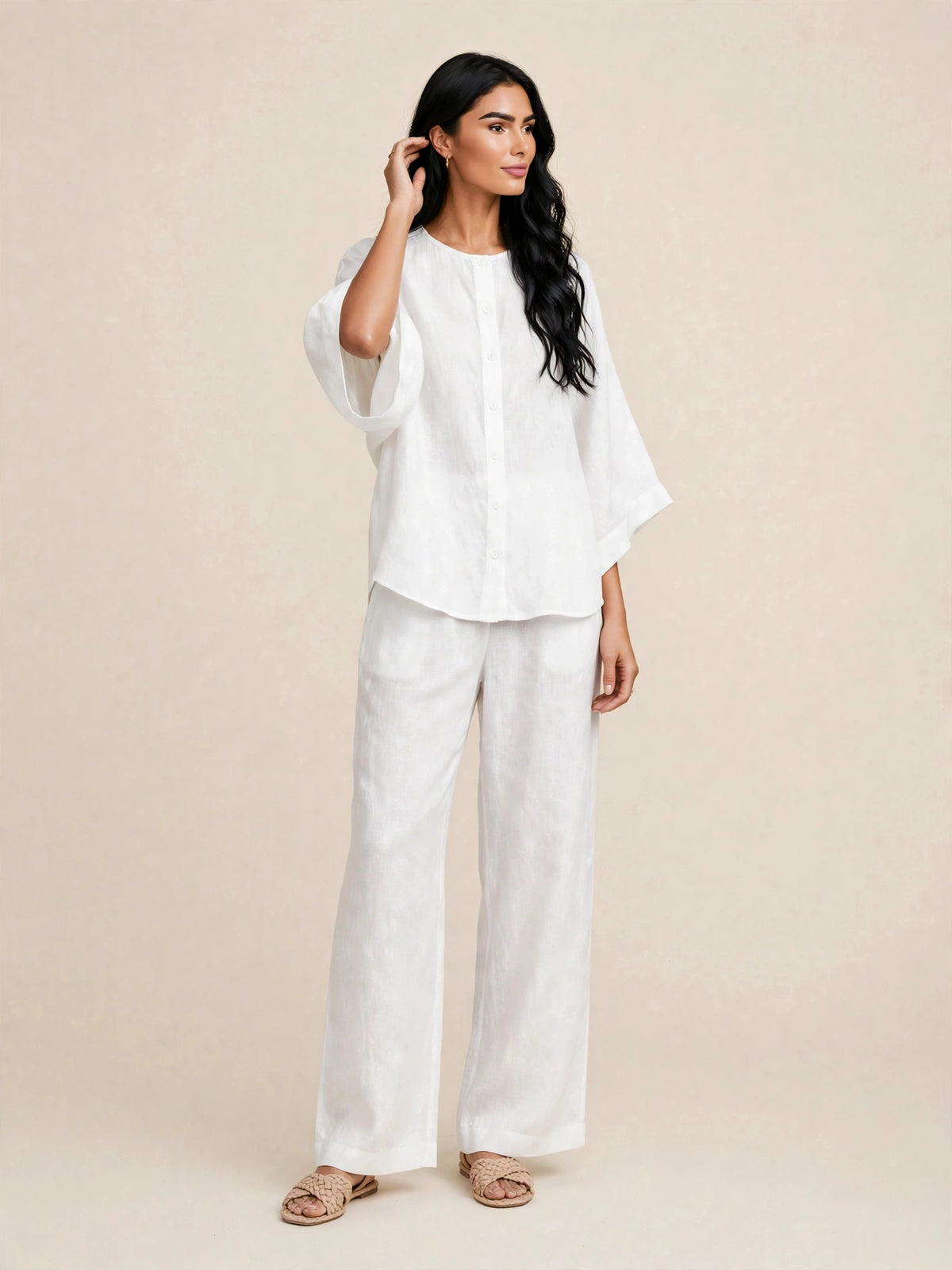 Ensemble deux piéces casual haut ample et pantalon large style bohéme