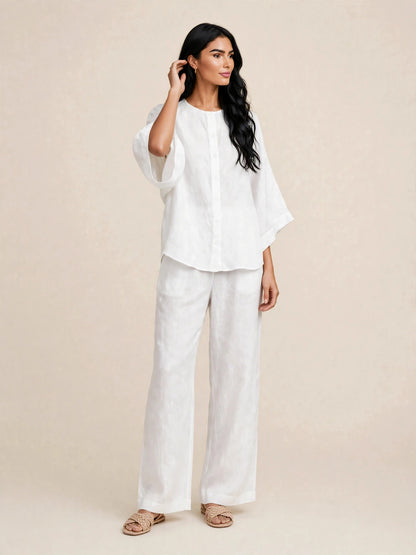Ensemble deux piéces casual haut ample et pantalon large style bohéme