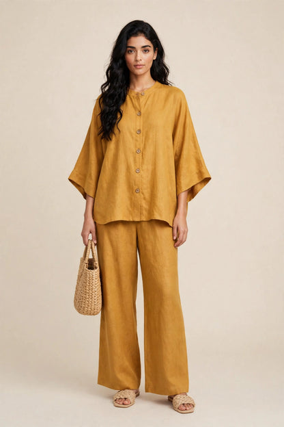 Ensemble deux piéces casual haut ample et pantalon large style bohéme